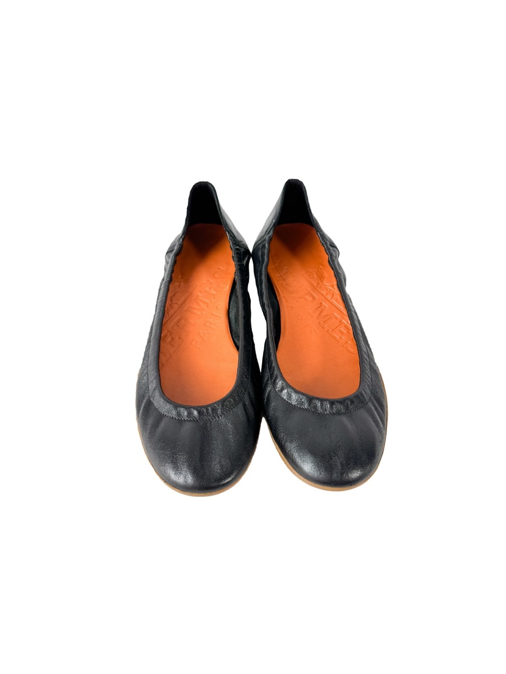 Hermes Carina Black Leather Ballet Flats size 41